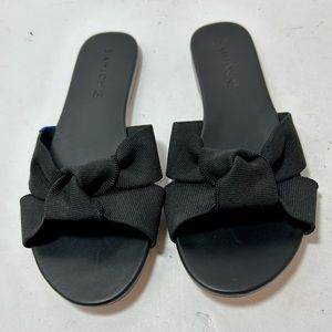 Rothy's The Knot Black Knit Bow Slides Sandals Sz 8 Us